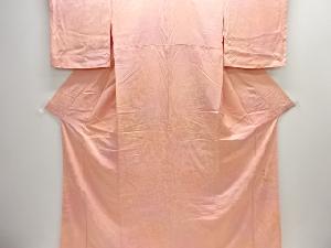 山本唯与志作　枝葉模様織り出し一つ紋色無地着物